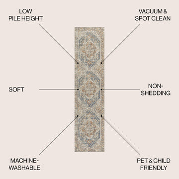 Keesha Bold Distressed Medallion Low-Pile Machine-Washable Area Rug